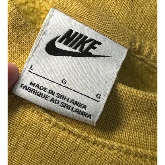 Vintage Nike Sportswear Club Fleece Crewneck Sweatshirt Mustard Yellow Large - Picture 4 of 5